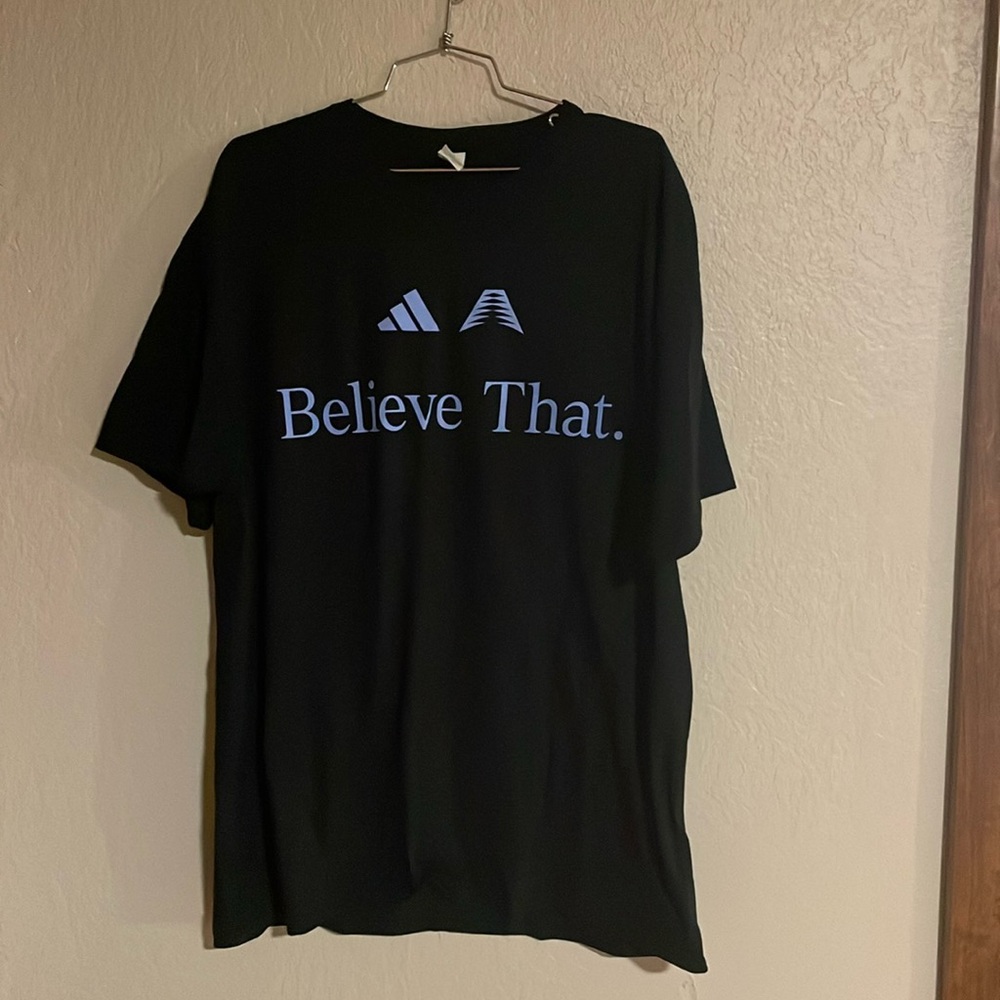 Brand New Adidas x Anthony Edwards Believe That. Shirt XL black with blue print